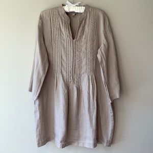 J. Jill linen 3/4 sleeve taupe mini dress or tunic